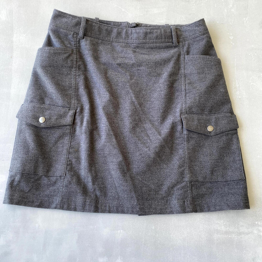 Eddie Bauer Skirt Womens 12 Gray Cargo Lined Y2k‎ Pockets Retro Short mini